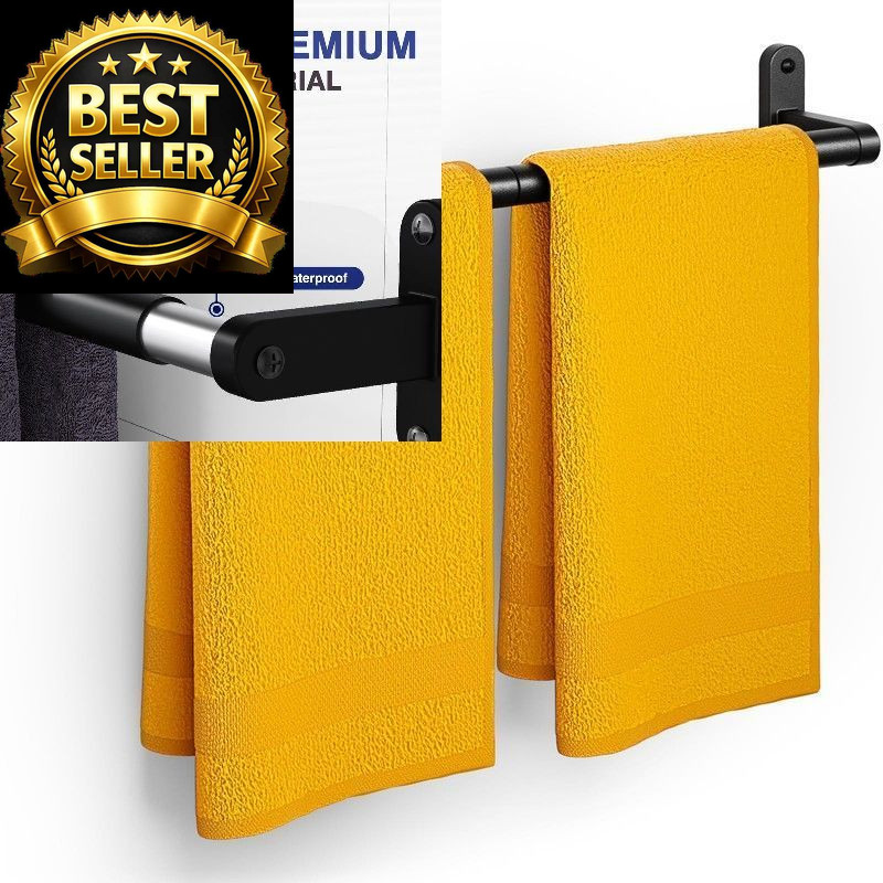 Powools Matte Black Towel Rack for Bathroom - 24" - 1 Pack,