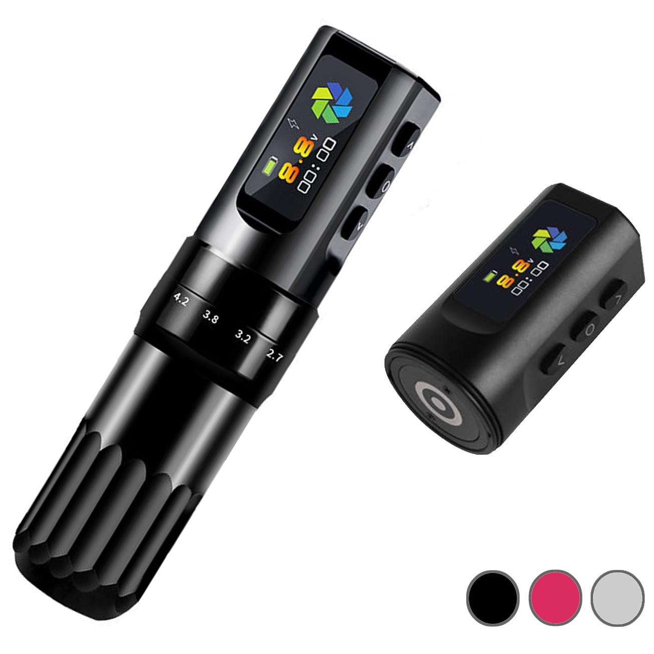 Wireless Rotary Tattoo Pen Machine Adjustable Stroke 2PCS  2000mAh Batteries