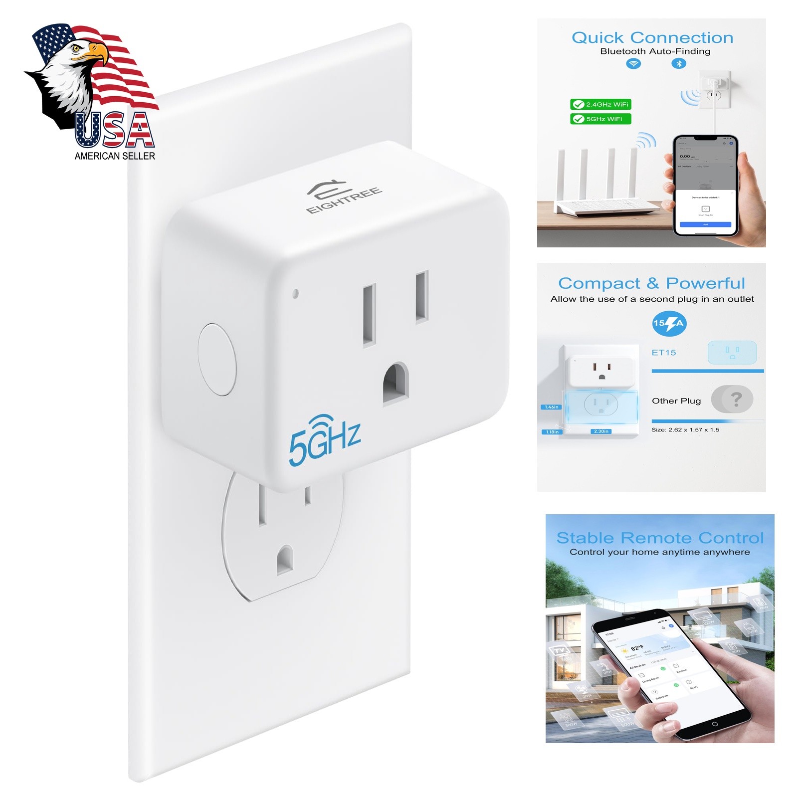EIGHTREE 1 pack Wi-Fi smart plug