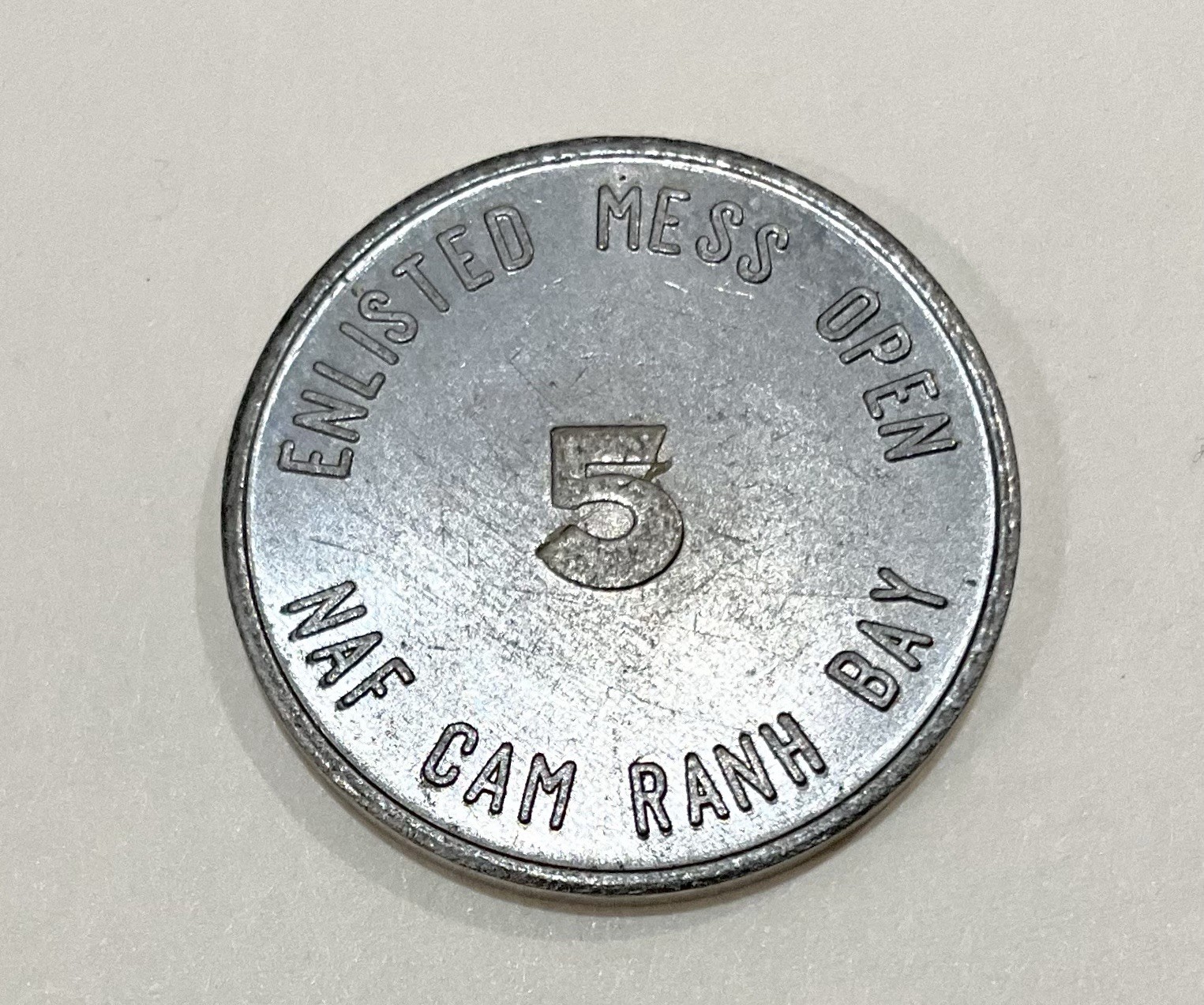 VIETNAM CAM RANH BAY Enlisted Mess Open 5 Cent Token FLY NAVY!