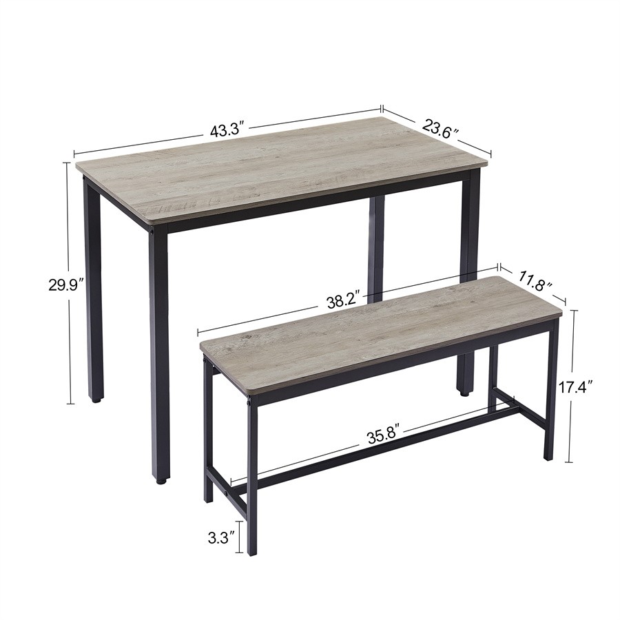 Dining Table Set Bar Table with 2 Dining Benches Kitchen Table Counter + Chairs
