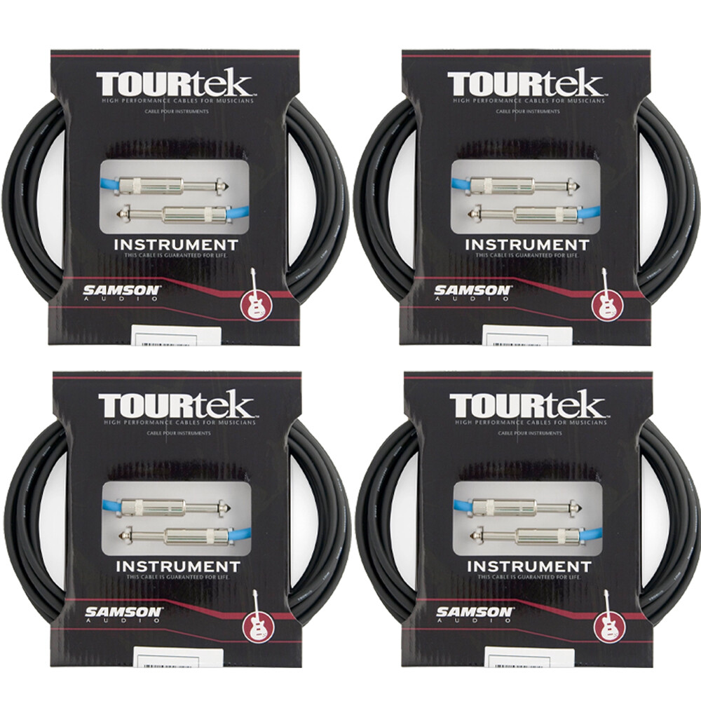 4-Pack Tourtek TI3 1/4" Instrument Cables, 3ft, Straight-Straight Connectors