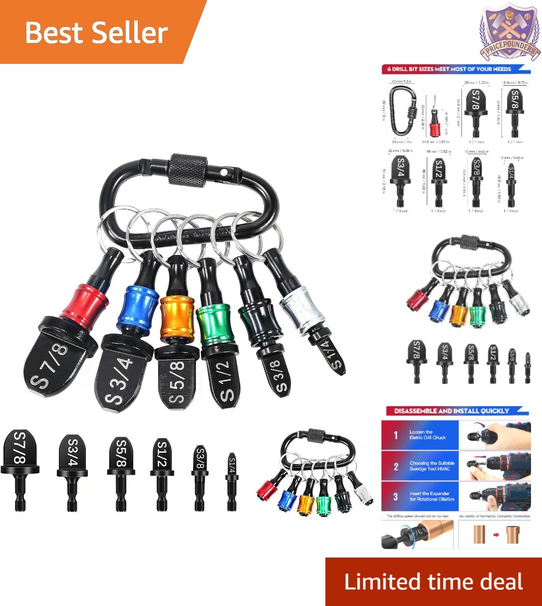 13 Pcs HVAC Repair Tool Kit Alloy Aluminum Includes Bit Holder & Expander Set