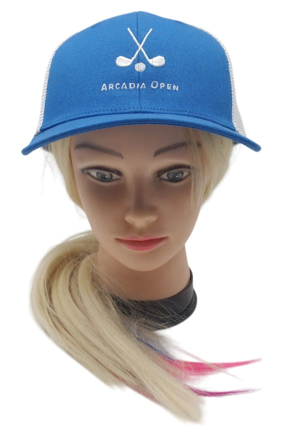 NWT Adidas Arcadia Open Adidas Trucker Golf Hat Snap Back / Blue & White Mesh