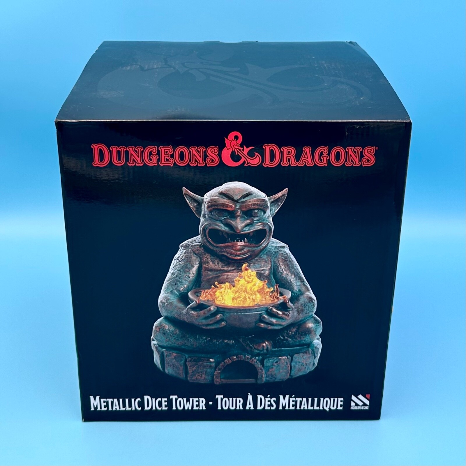 Dungeons & Dragons Demon Idol Metallic Bronze Statue Dice Tower Light Up Fire 8"