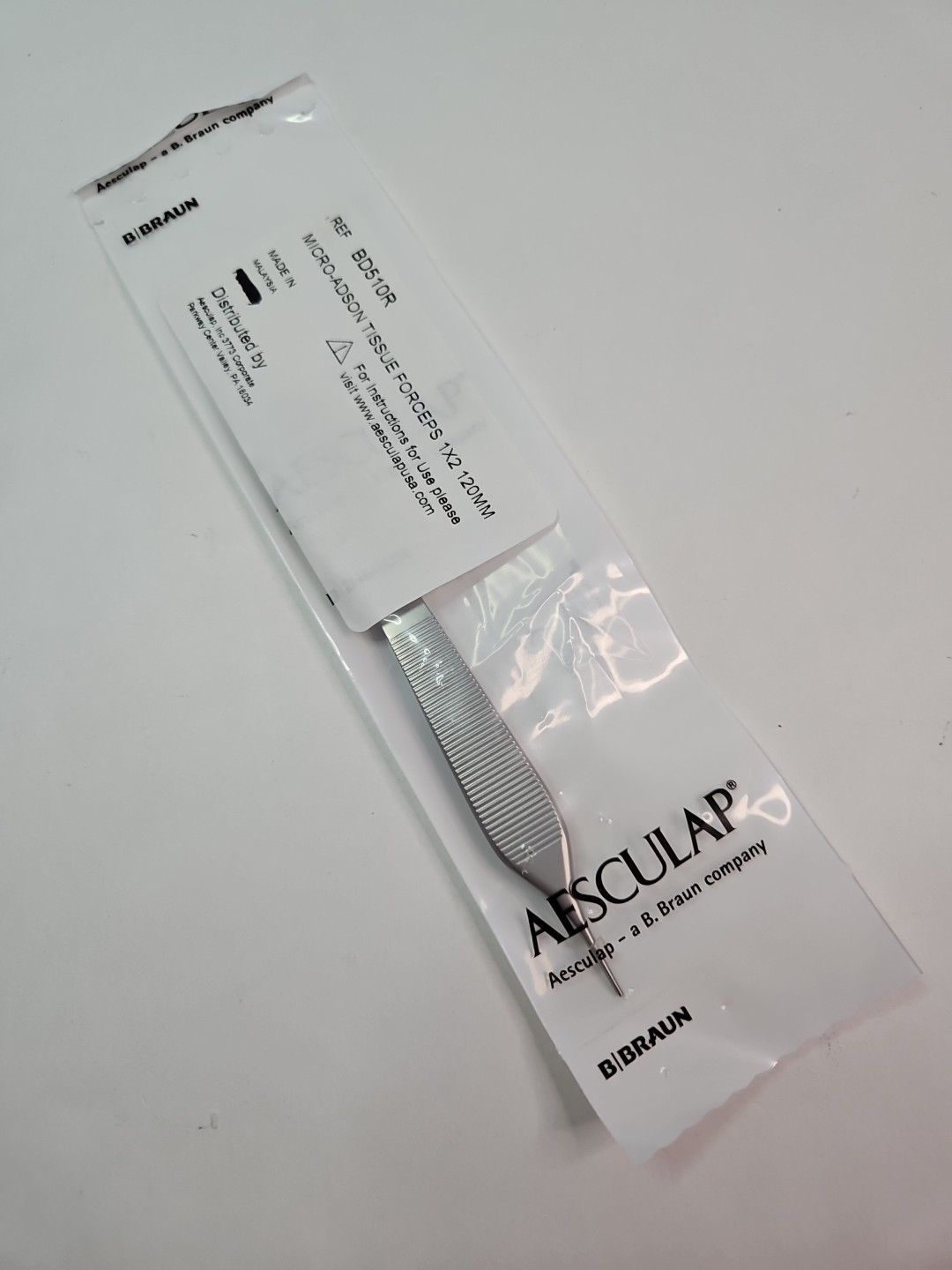 Aesculap BD510R Adson Forceps, 1x2, Str, Micro, 4-3/4"