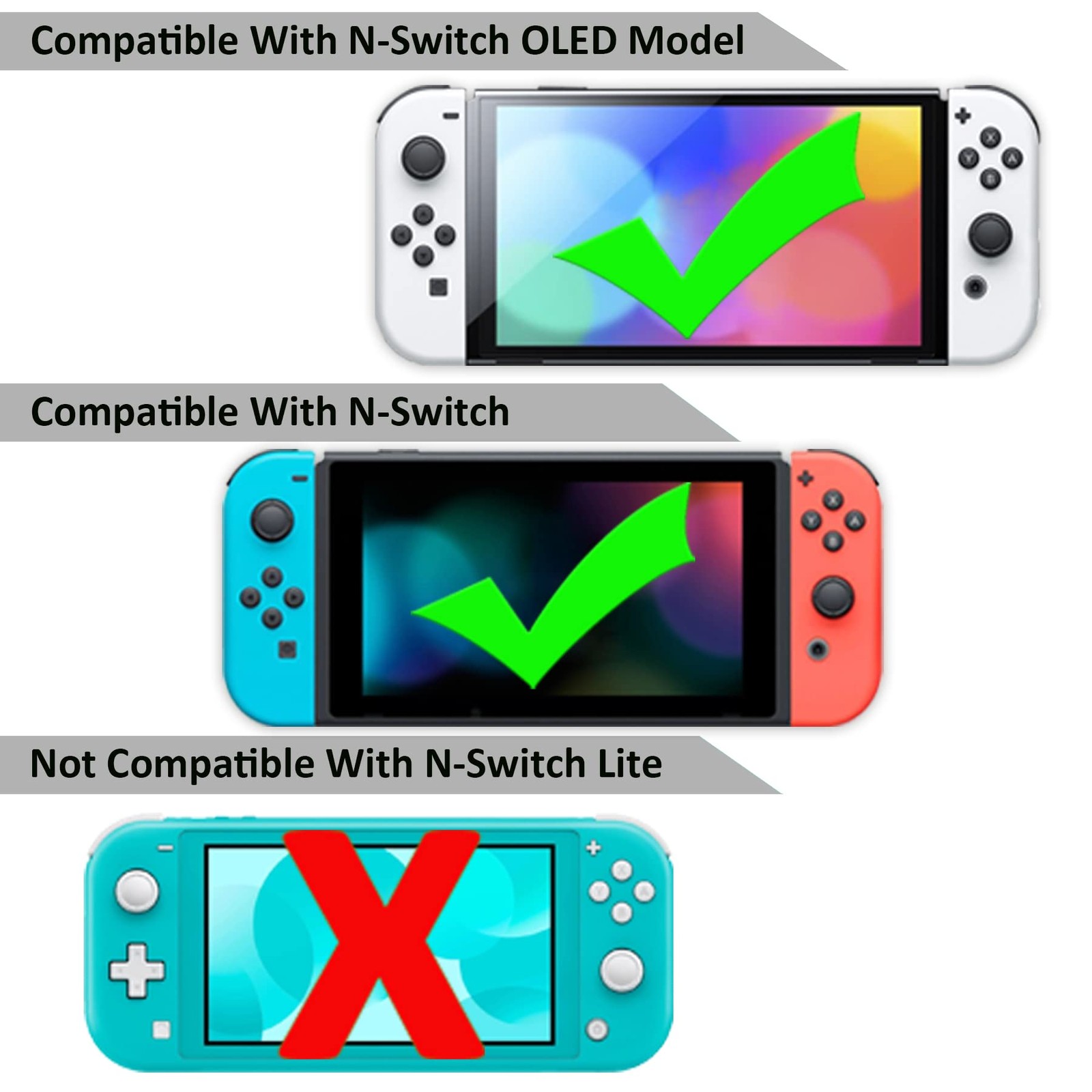 Switch OLED Accessories Kit - Game Bundle, Wheel, Caps, Case, Protector