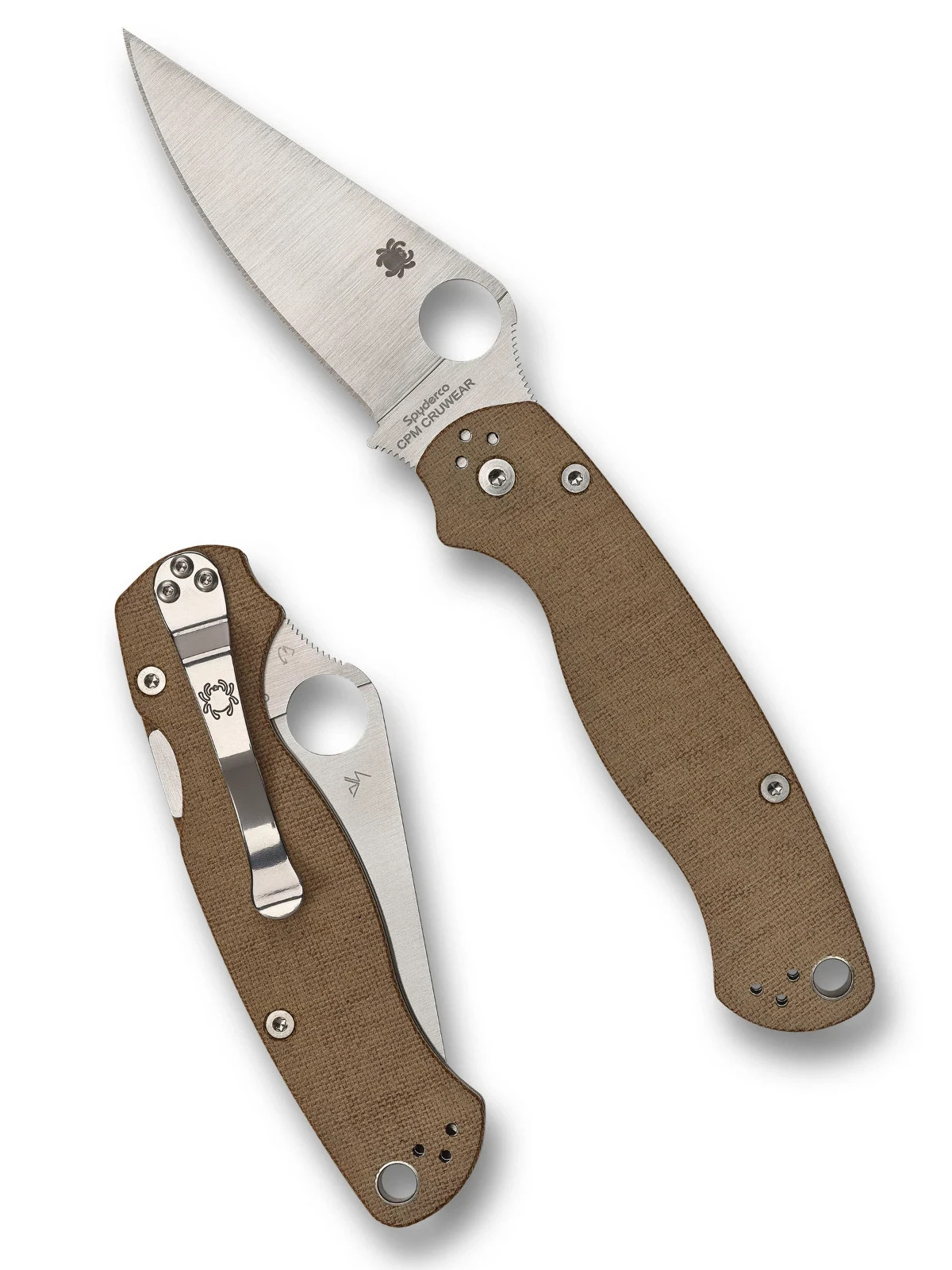 Spyderco Knife Paramilitary 2 CPM CruWear Brown Micarta Handles C81MPCW2