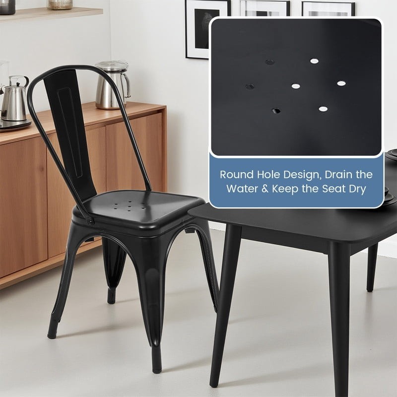 Metal Dining Chairs Set of 4 18 Inch Stackable Bar Chairs Modern Restaurant