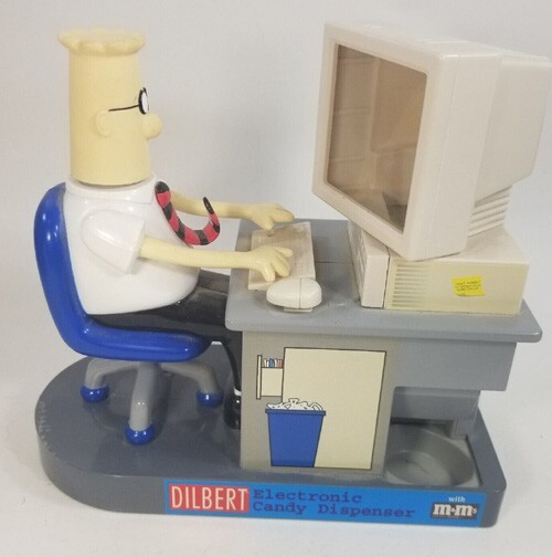 1998 Dilbert M & M Electronic Candy Dispenser Computer Office Desk Collectible
