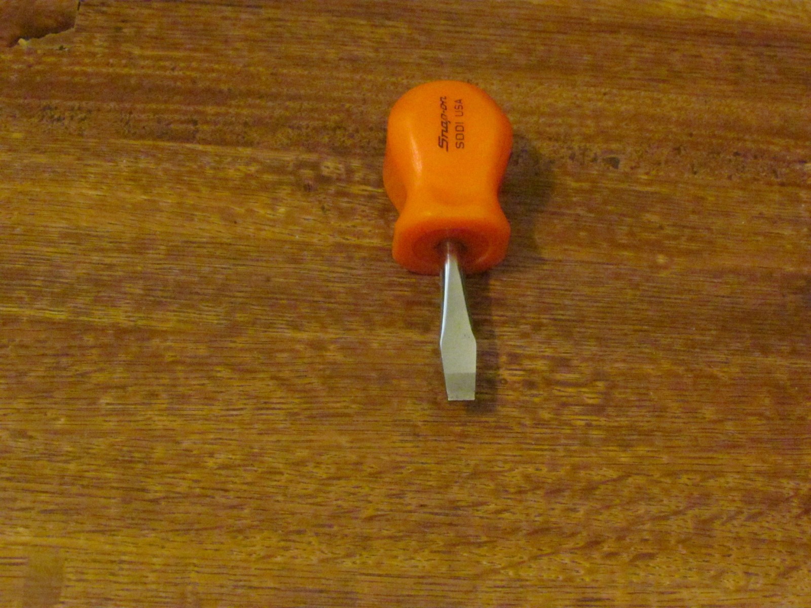 SNAP ON SDD1 FLAT BLADE STUBBY SCREWDRIVER ORANGE HANDLE NICE CONDITION