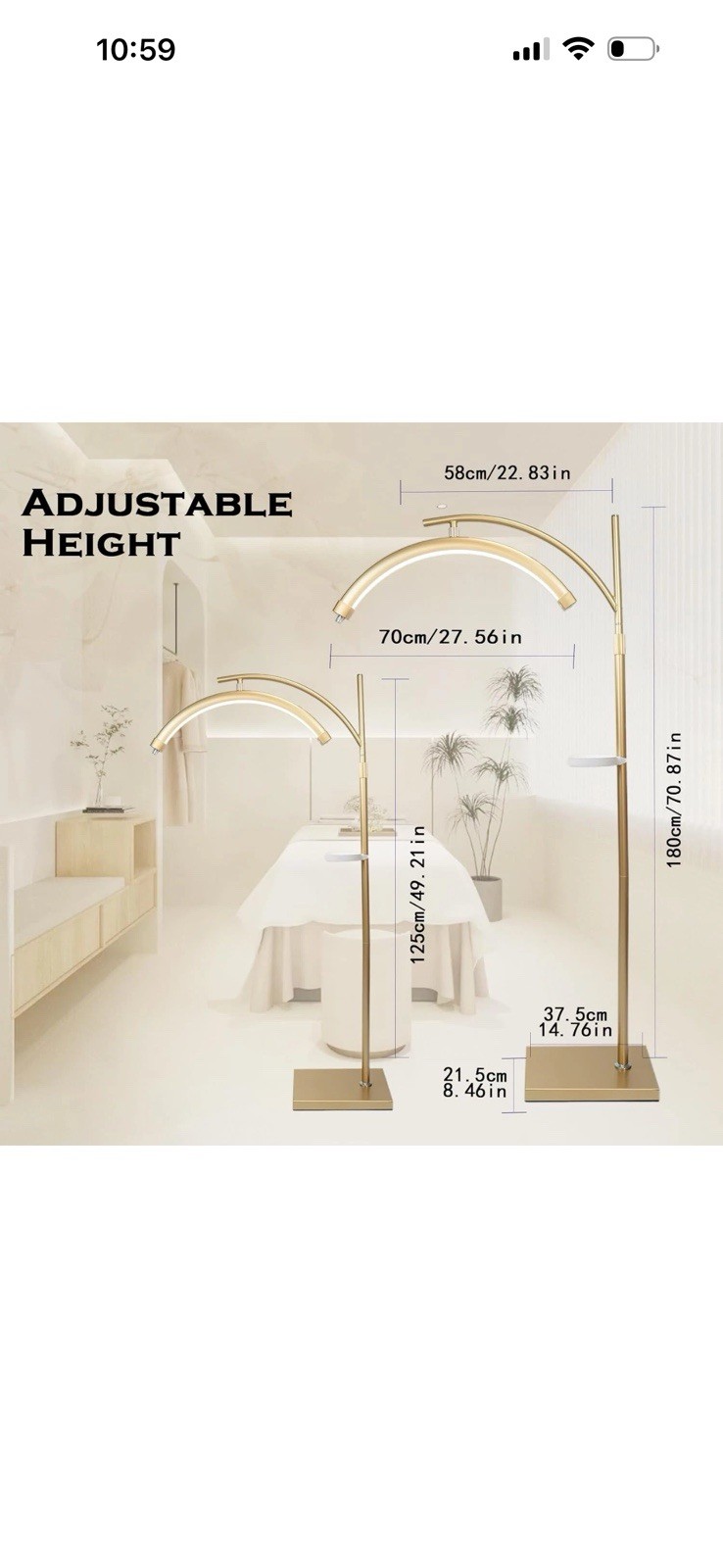 Adjustable LED GOLD Floor Lamp Light Eyelash Craft tattoo Extensions Reading