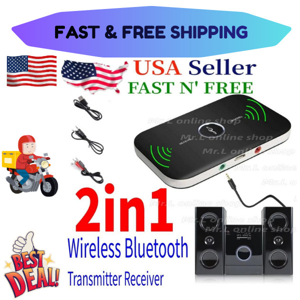 Bluetooth 5.0 Transmitter Receiver 2 IN 1 Wireless Audio 3.5mm Jack Aux Adapter