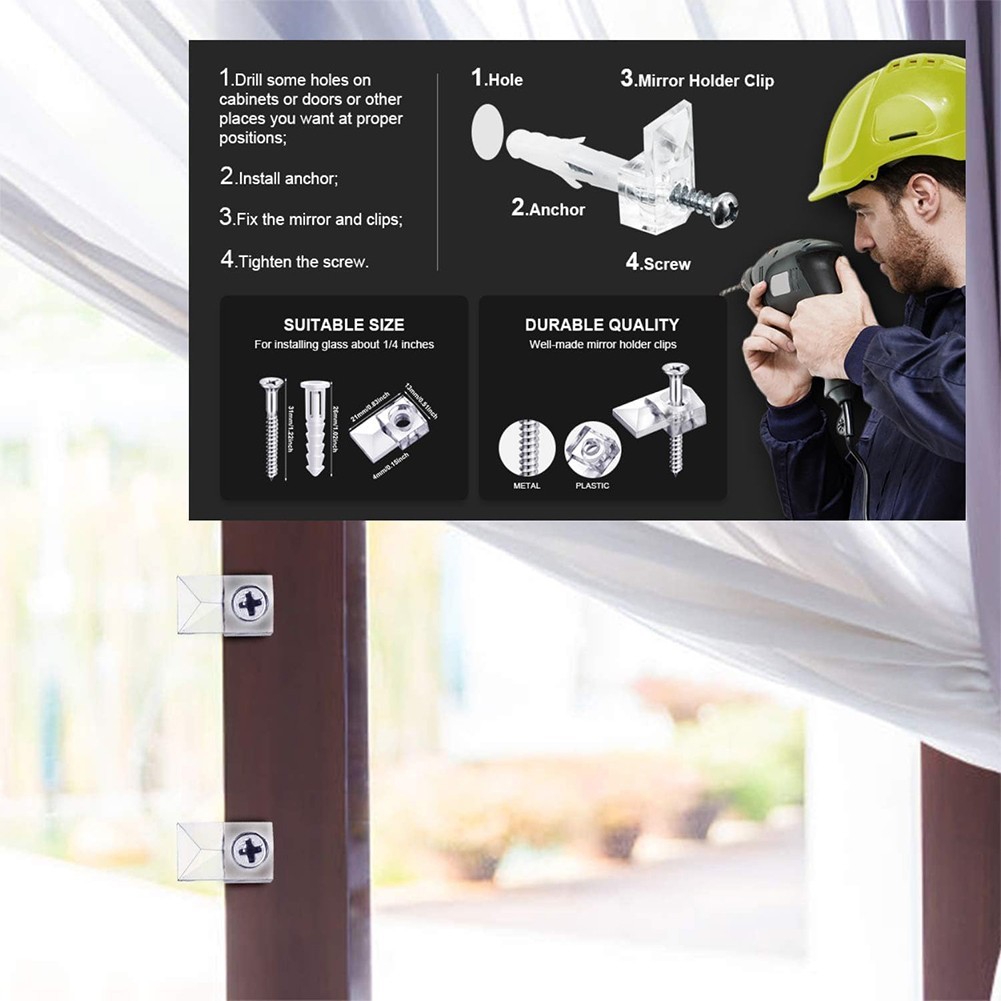 Door Hardware Kit Corner Knob Mirror Clip Plastic Reliable Transparent