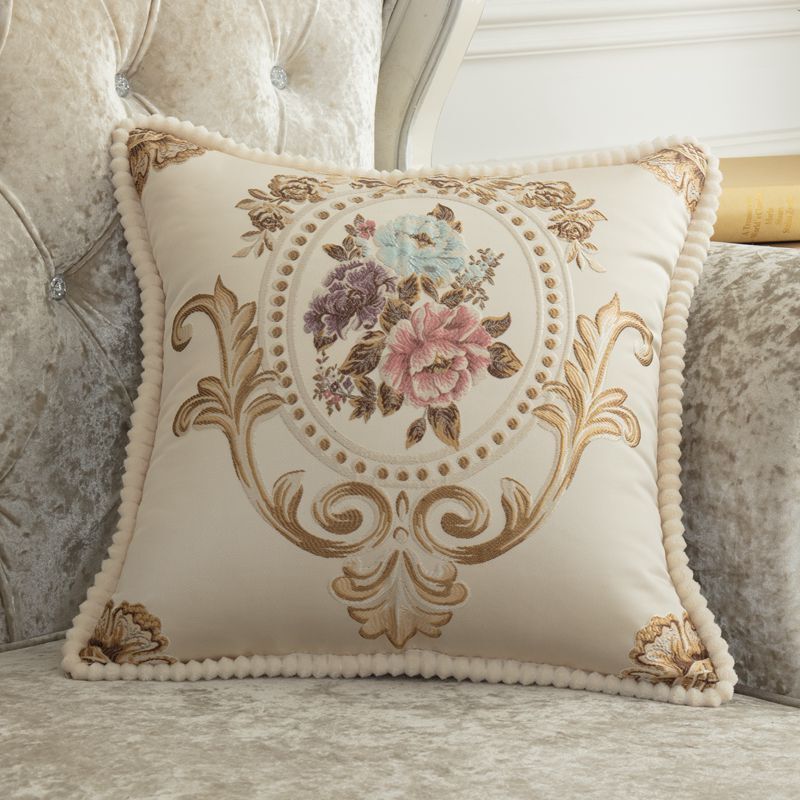 1X Floral Embroidery Sofa Pillow Case Cushion Cover Home Decor Baroque Style