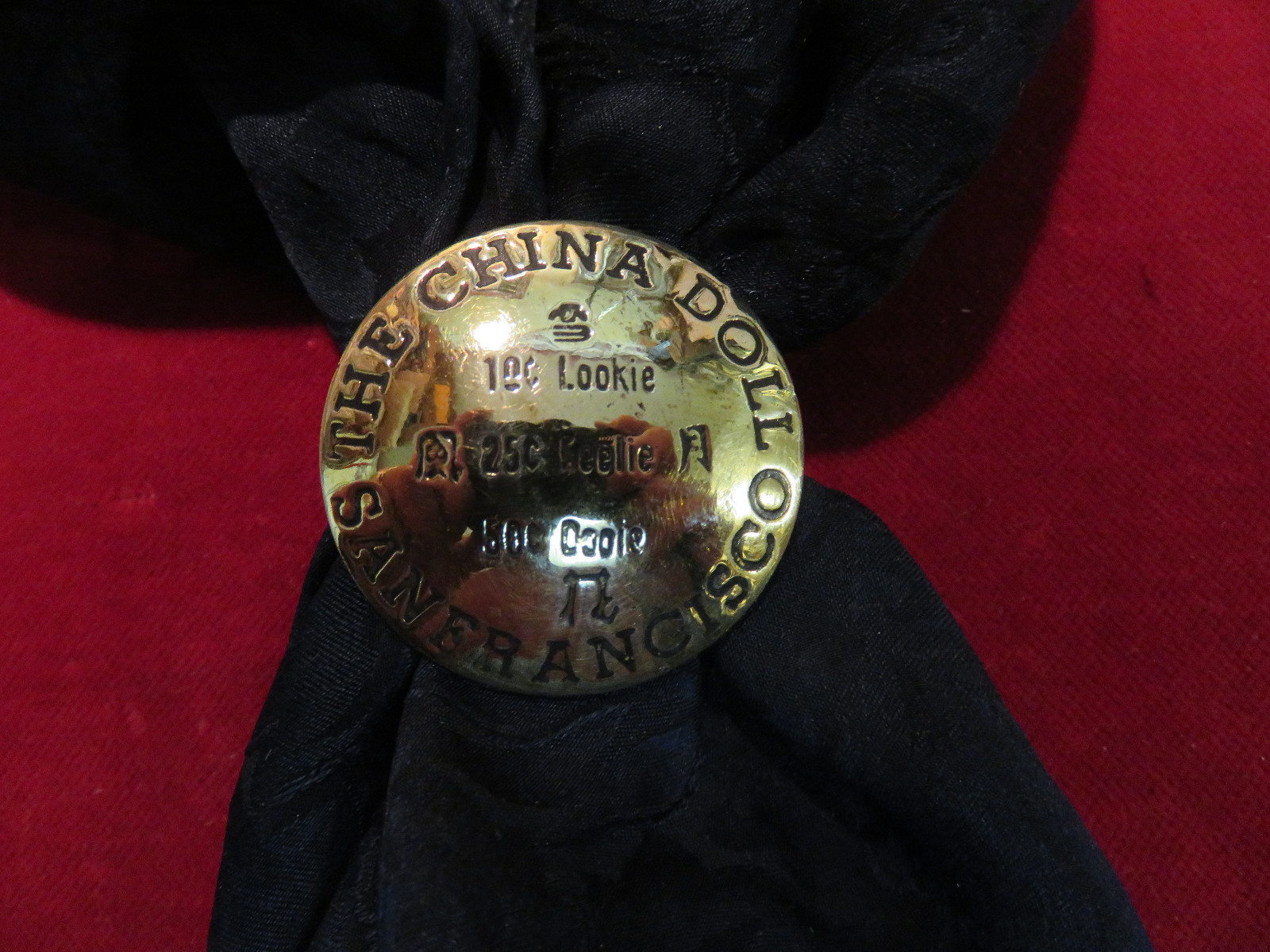 Scarf Slide / Wild Rag Slide: The China Doll, San Francisco, brass