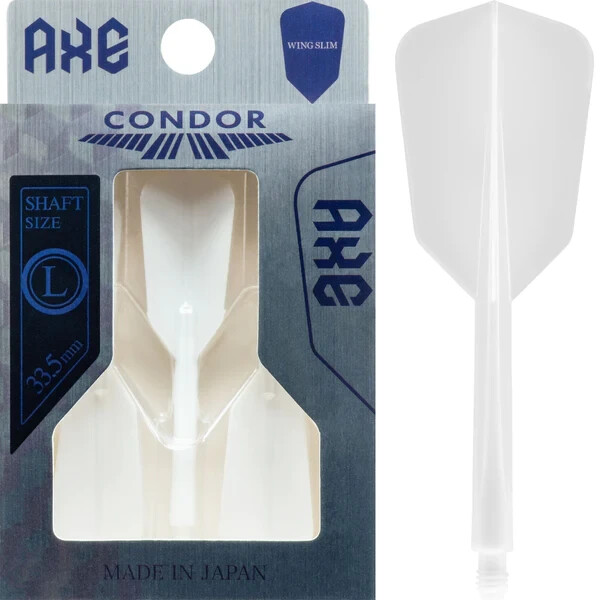 CONDOR AXE DART SHAFT/FLIGHT COMBO LONG SHAFT SLIM WING WHITE