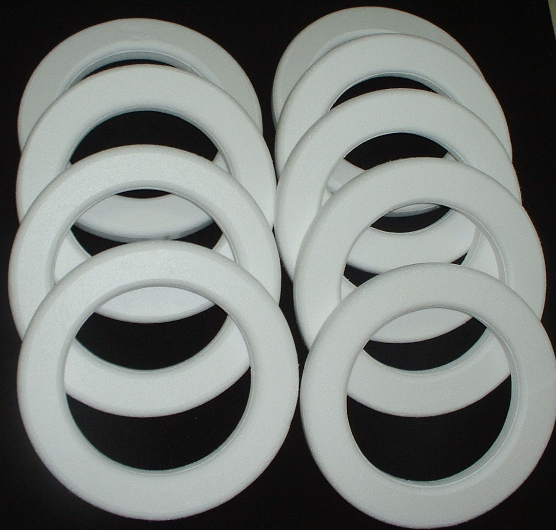 9pc styro-foam EPS Foam WREATHS 14" X 2" Craft Wedding Floral Ring Rounded