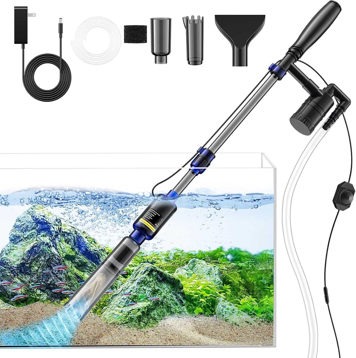 Fish Tank Cleaner, Aquarium Gravel Cleaner, 530GPH/32W Electric Fish Tank Cleani