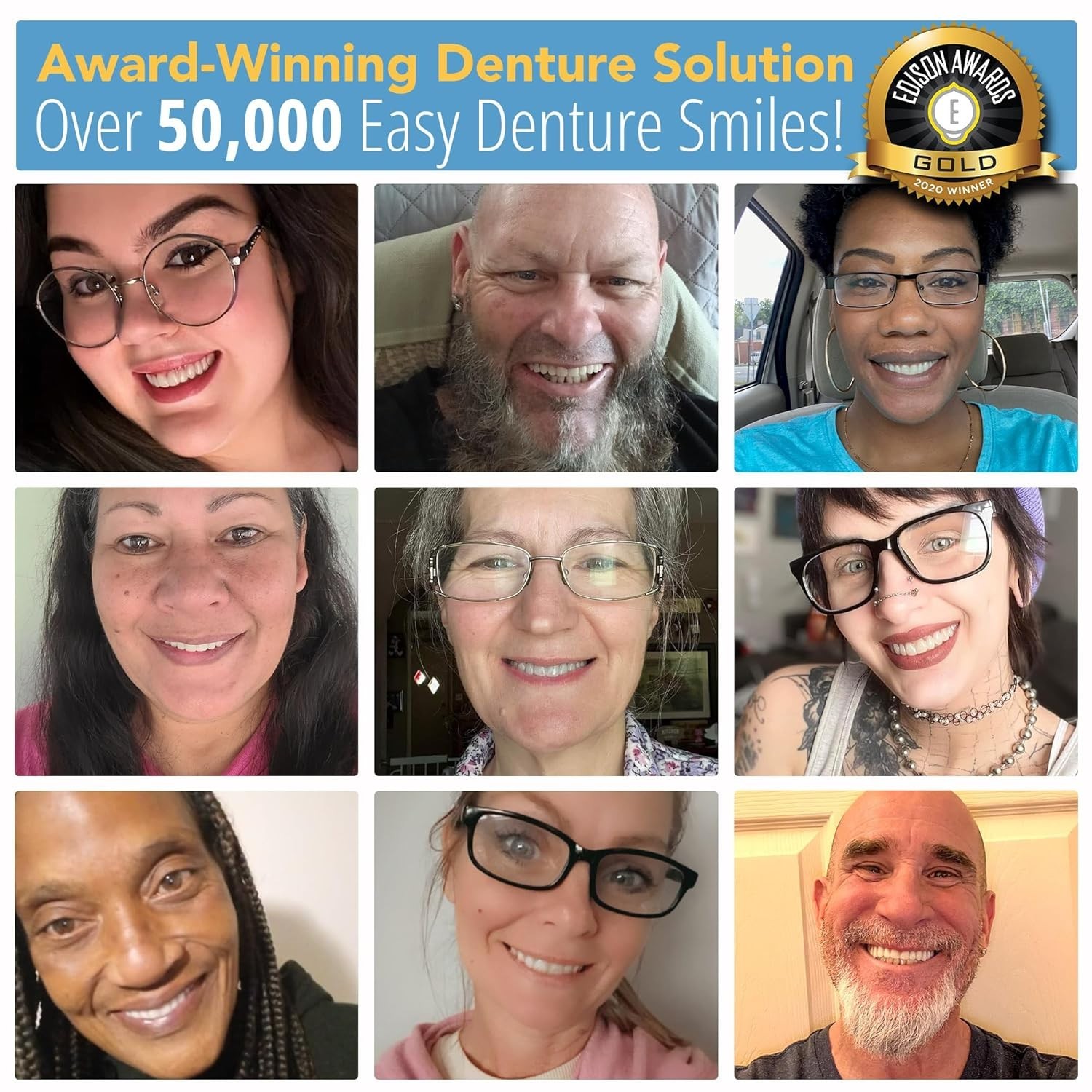 Comfort Adjustable Denture, Medium/Large, for Easy Home Fitting & Natural Look