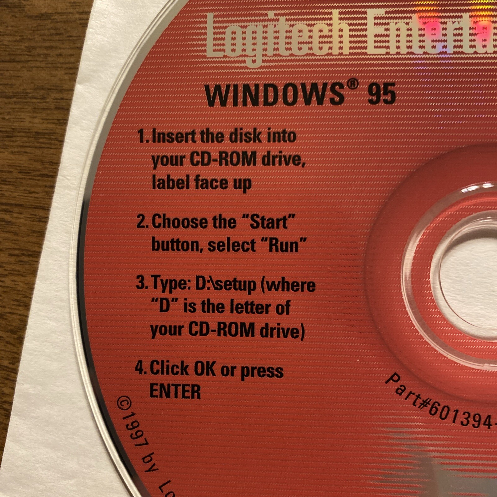 Logitech Entertainment Software 2.1 Compact Disc CD 1997 for Windows 95 Vintage