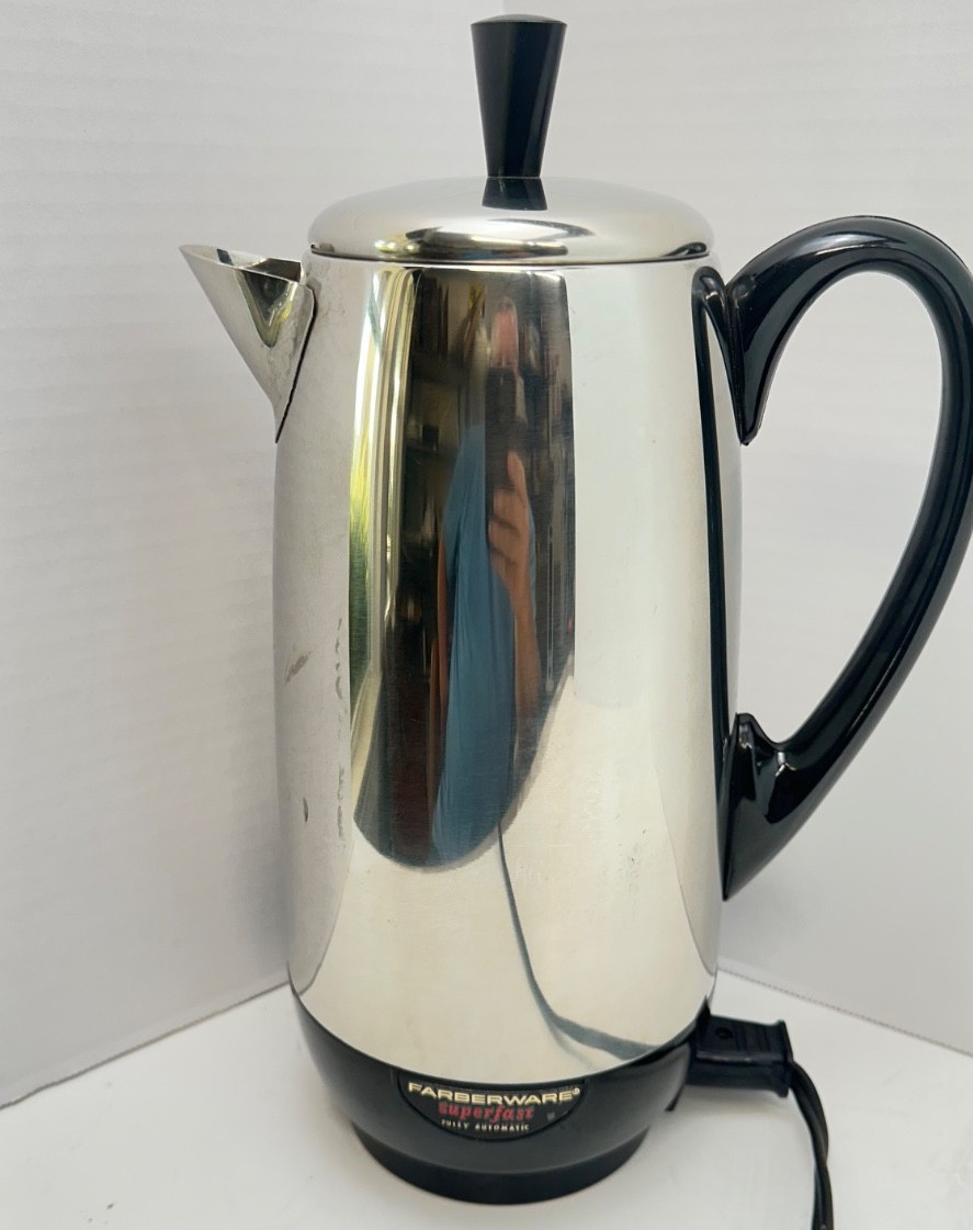 MCM Farberware 142B Percolator Super Fast 12 Cup Electric Brew Coffee Pot Vtg