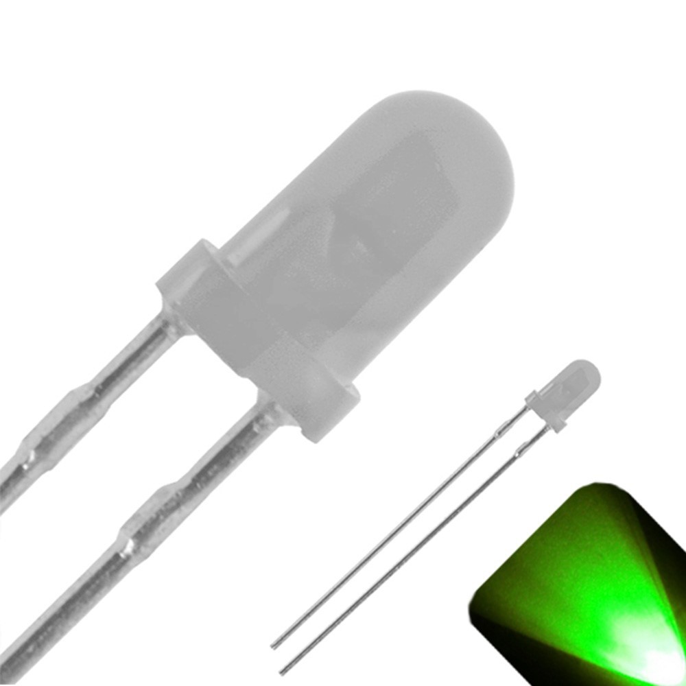 5 x 3mm Round Top Diffused Frosted Lens LED Pure Green LED Ultra Bright Light