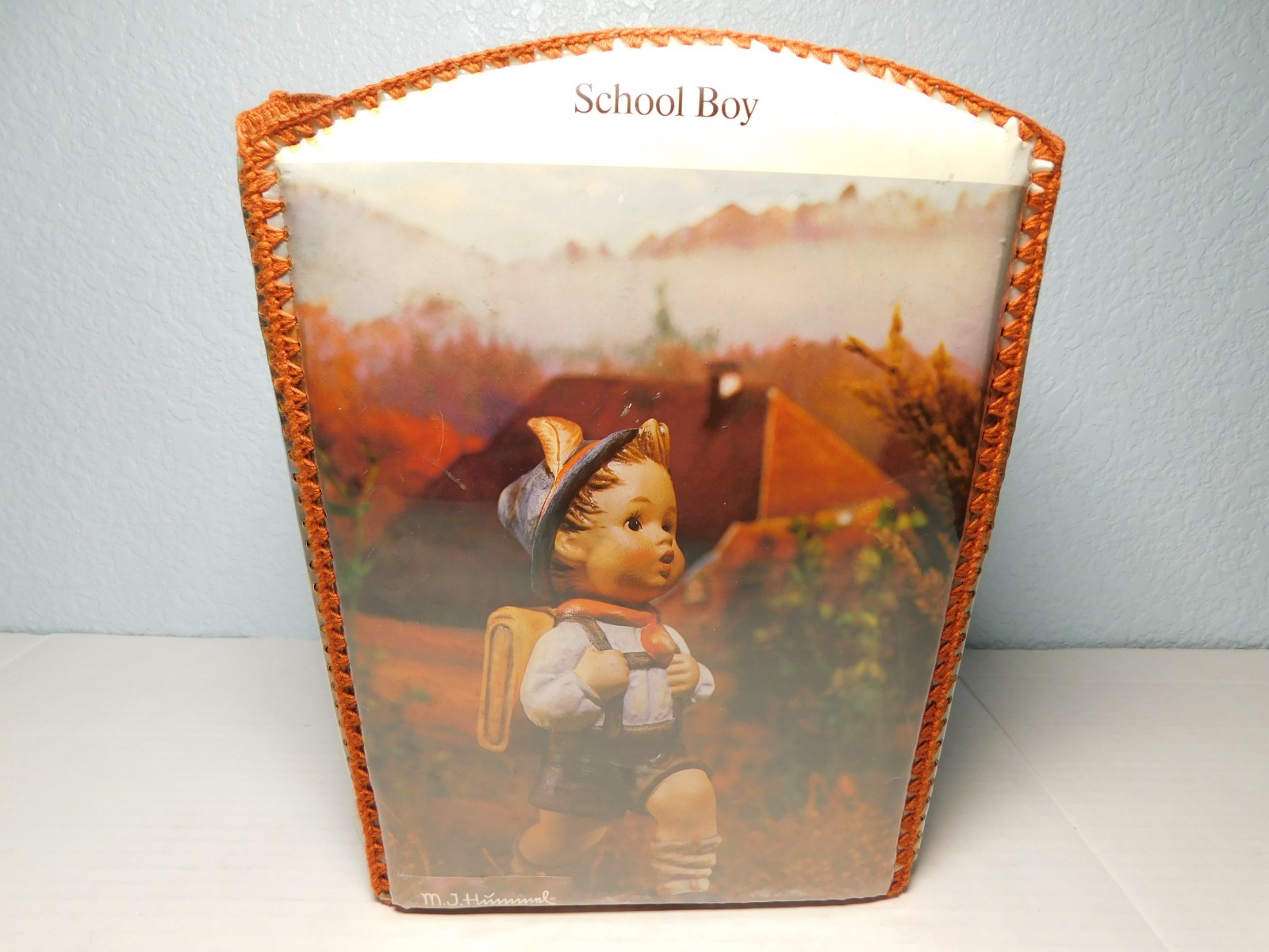Vintage MJ Hummel Handmade Greeting Card Waste Basket Padded