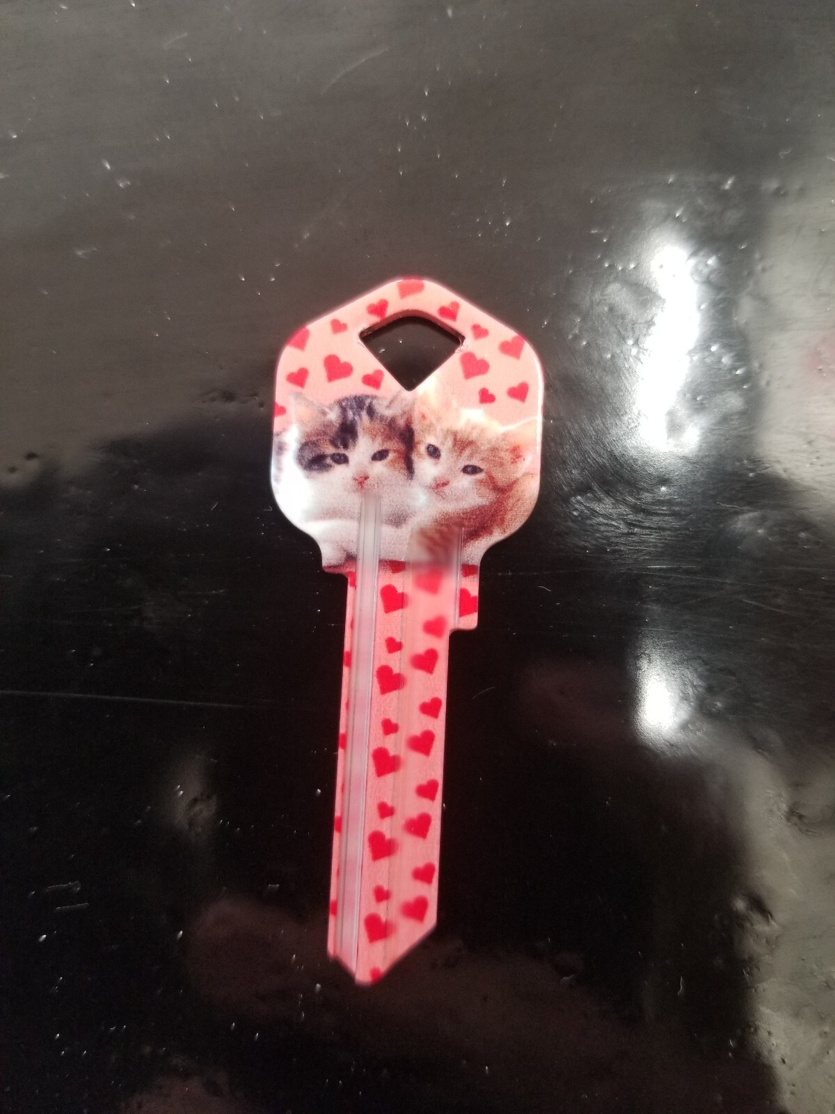 KITTENS WITH HEARTS PRINTED KWIKSET KW1/KW10 KEYBLANK - READ DETAILS BELOW