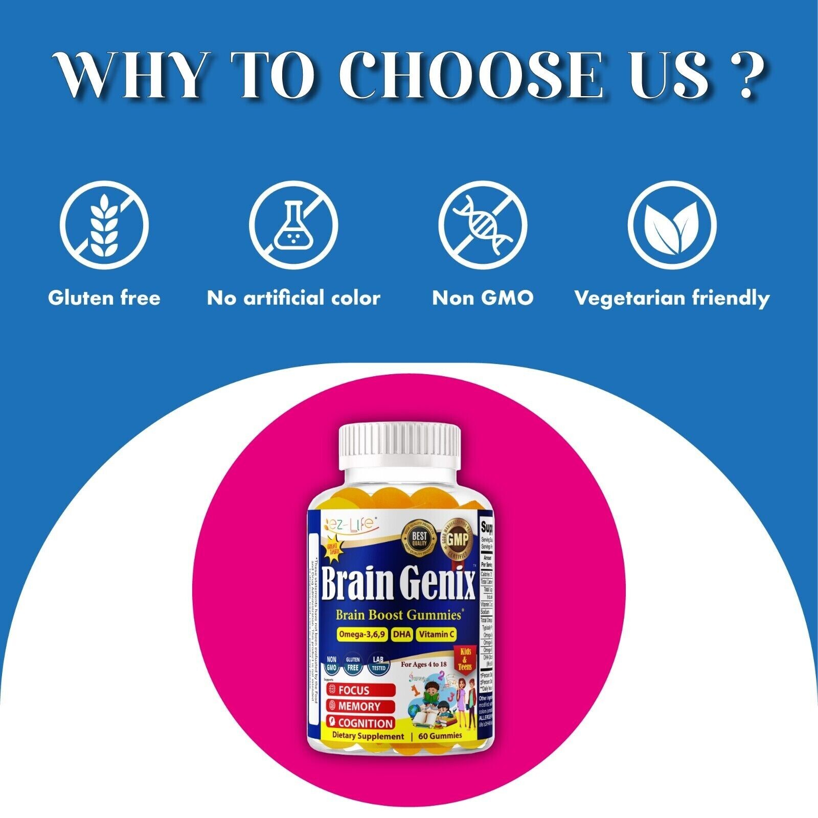 Kids Brain Focus Memory Booster + Brain Health Supplement + Omega 369 -03/12/25