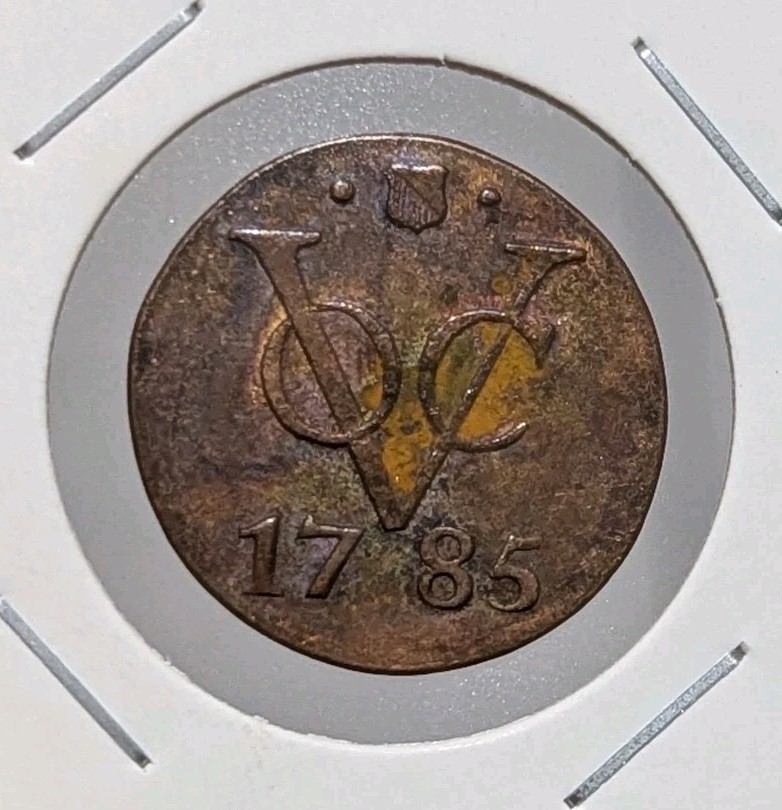 1785 Dutch Netherlands Colonial Voc Duit New York Penny UTRECHT Copper Coin_a792