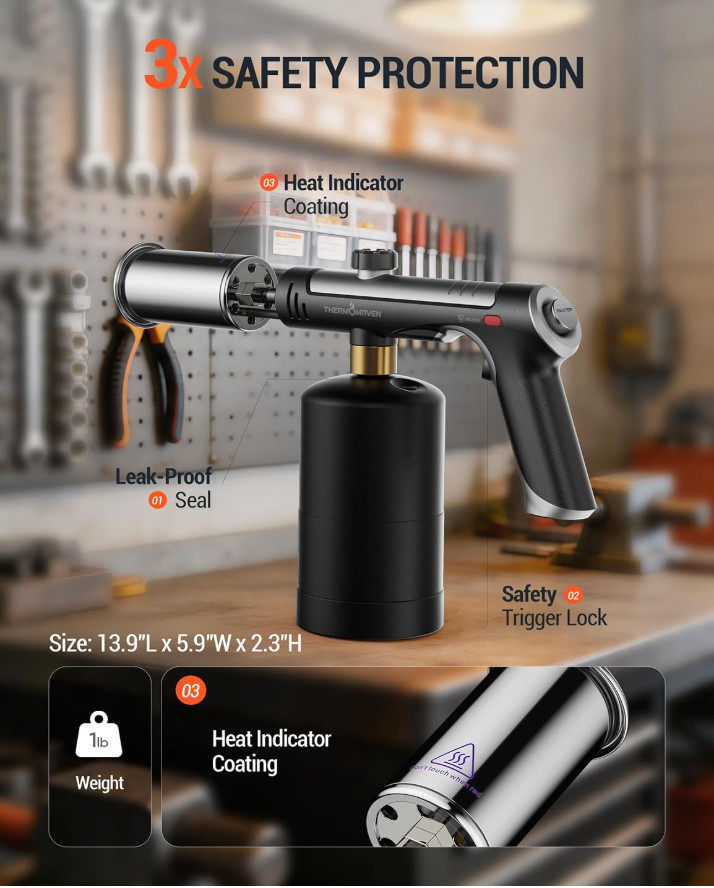 ThermoMaven Propane Torch with One-Touch Max Fire, Cooking Blow Gold