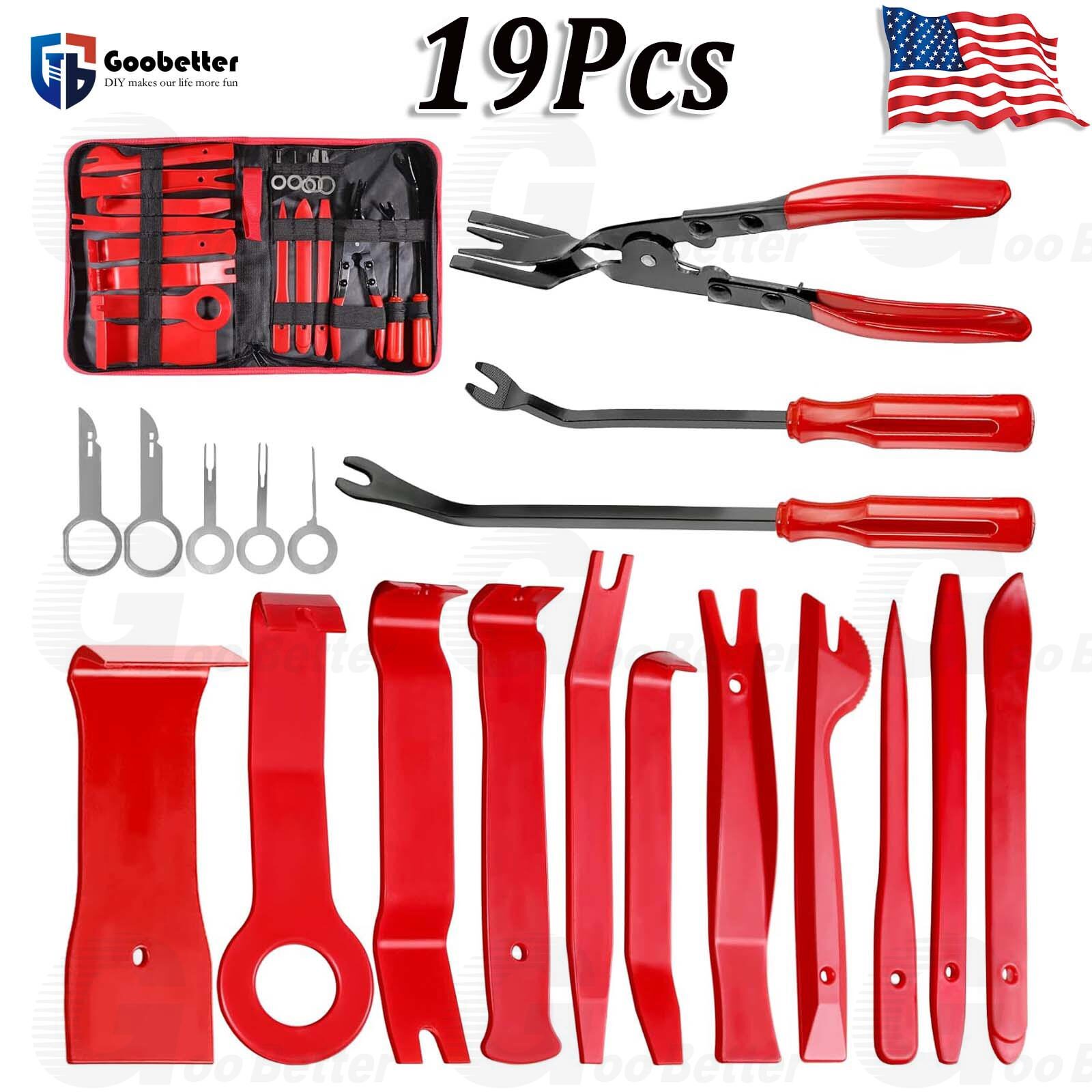19pcs Car Trim Removal Tool Kit Radio Hand Pry Panel Door Interior Clip Plastic