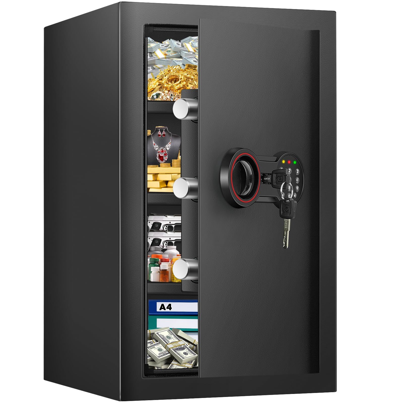 3.8 Cub Large Safe Box Fireproof Waterproof, Anti-theft Fireproof Safe with Digi