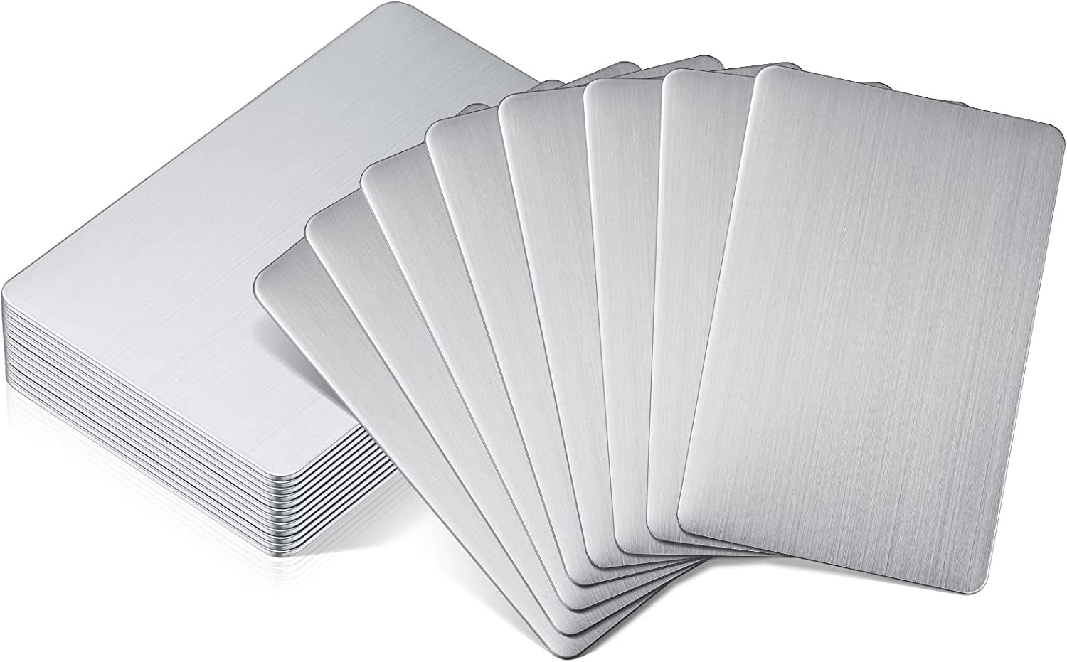 12 Pieces 304 Stainless Steel Metal Business Cards Blank Steel Laser Engraving S