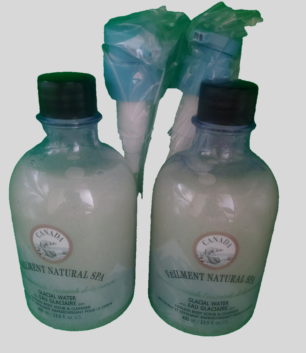 Lot Of 2 Veilment Natural Spa Glacial Water-Cooling Body Scrub and Cleanser