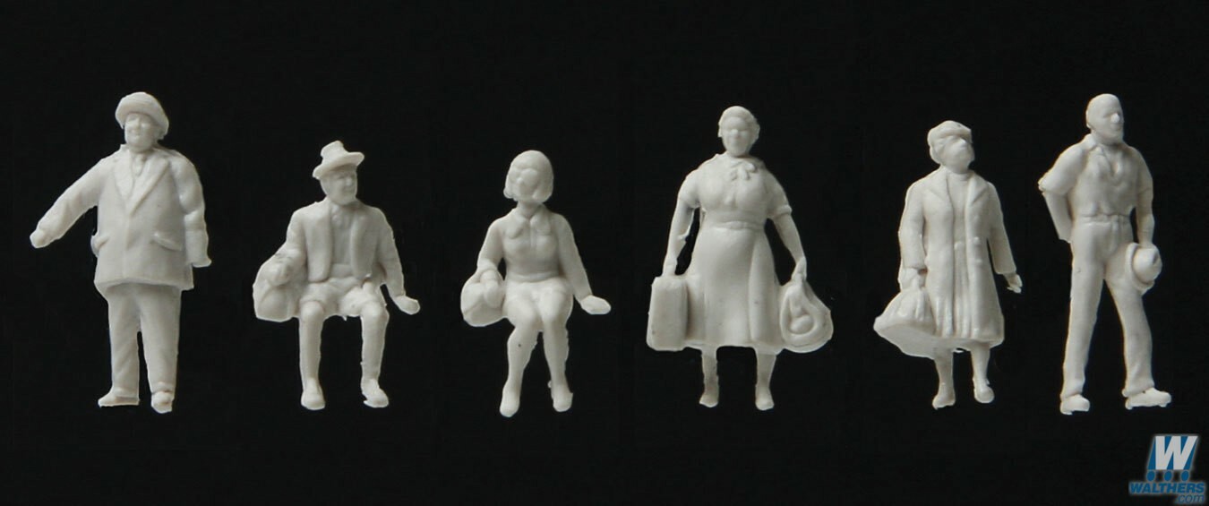 NEW Walthers 949-6052 Traveling Figures Unpainted Pkg (72) HO Scale FREE US SHIP
