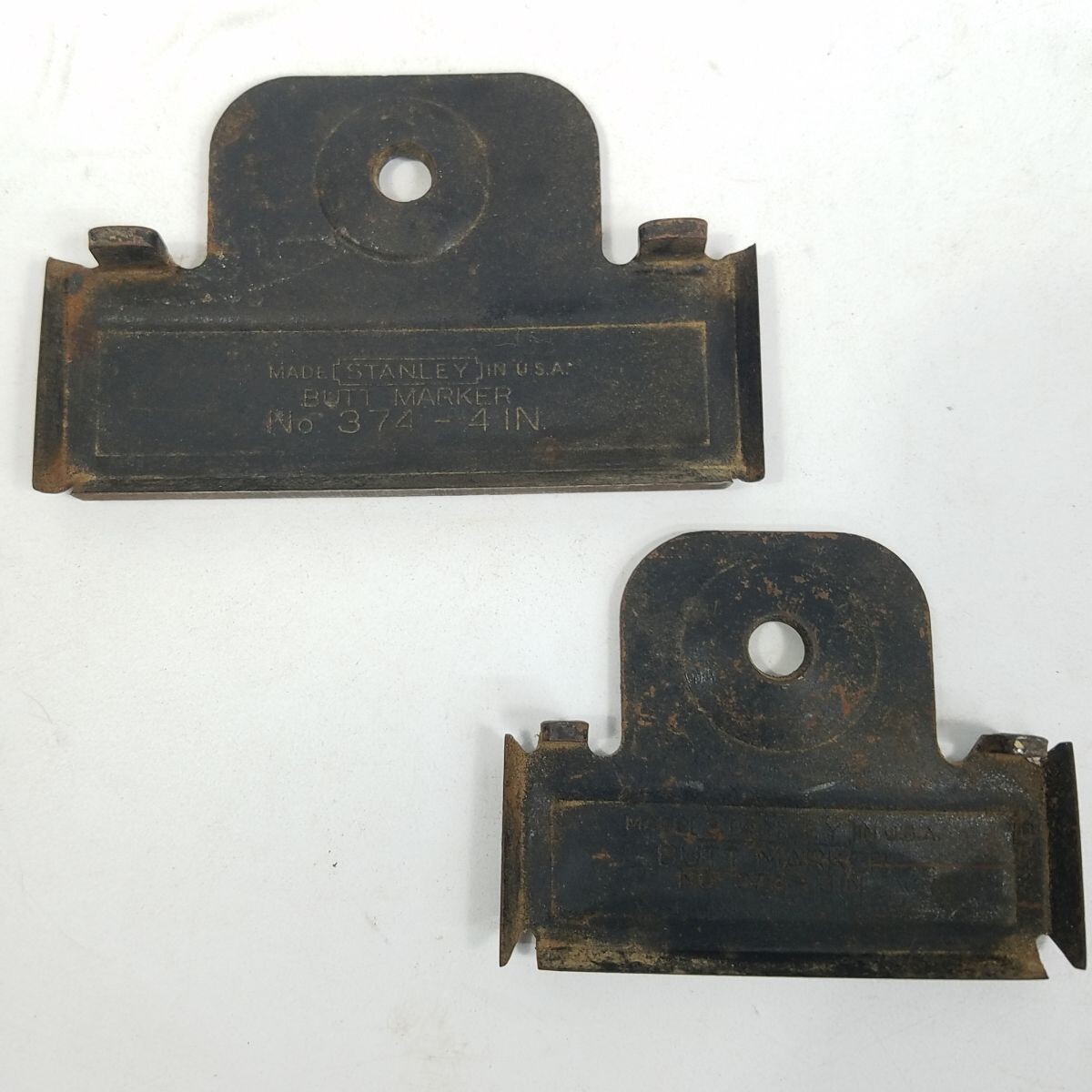 Lot 2 Vintage Stanley Door Hinge Butt Markers 373 3 Inch and 374 4 Inch