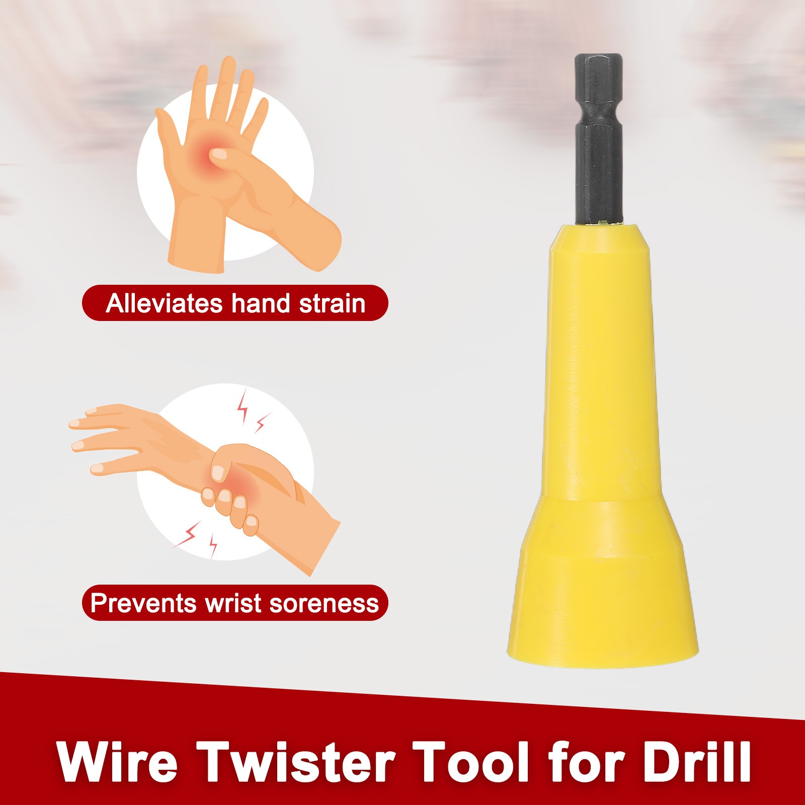 2pcs Electrical Wire Twisting Tool for Drill with 1/4 Inch Hex Shank, Yellow