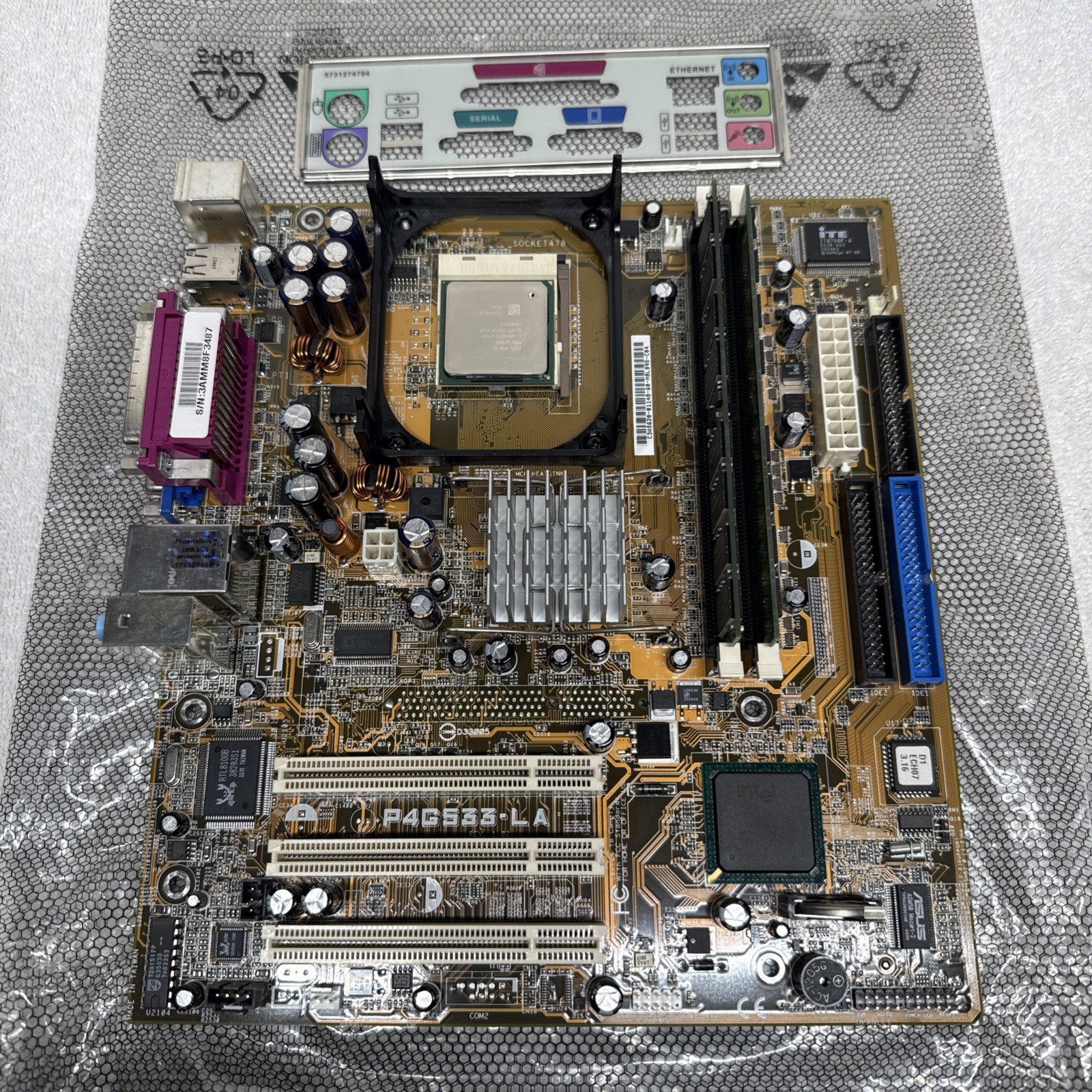 ASUS P4G533-LA Rev 1.02 Socket 478 Motherboard Combo HP OEM Tested w/ IO