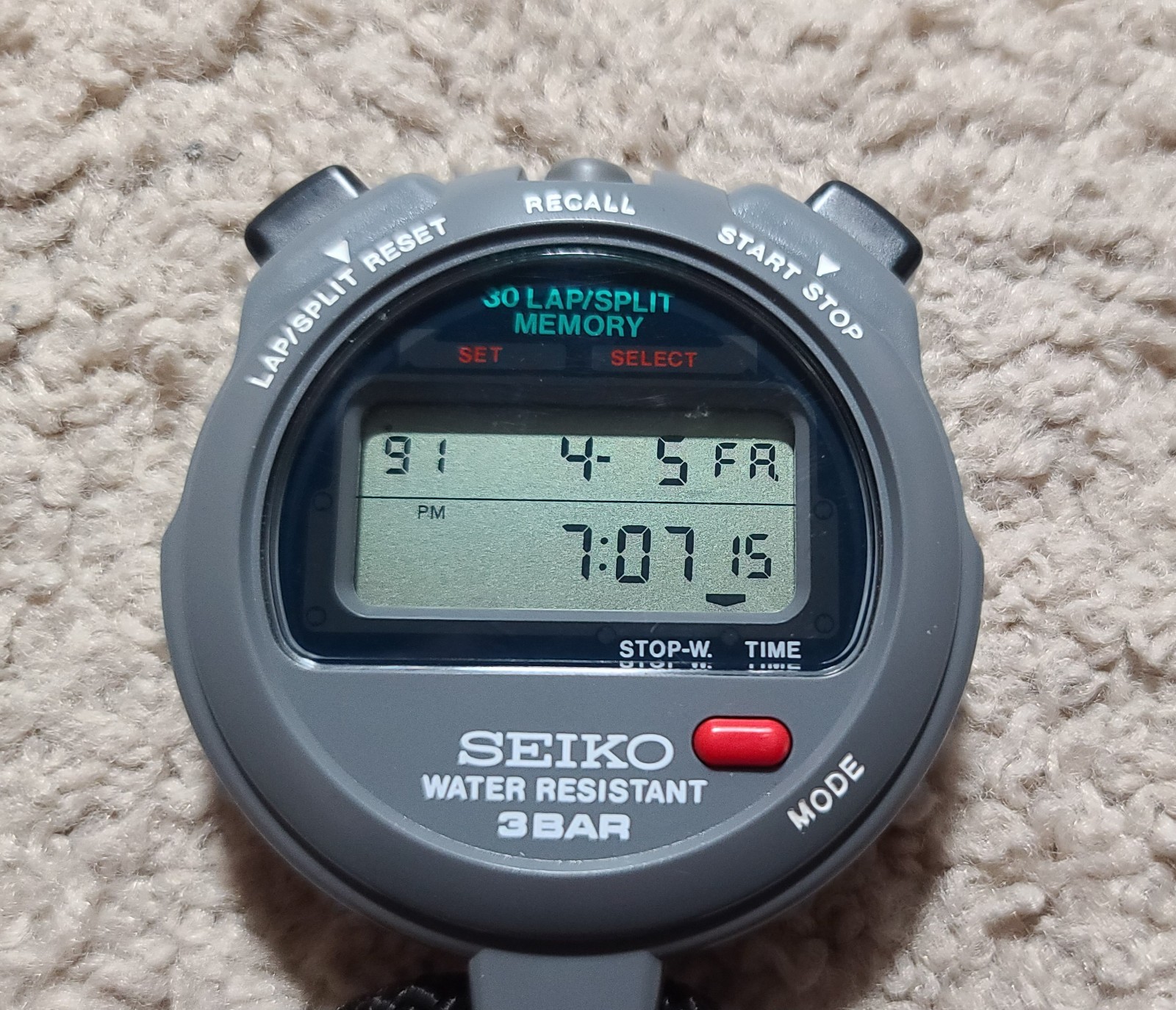 Seiko S031-4010 Digital Stopwatch 3Bar 30 Lap/Split Memory New Battery