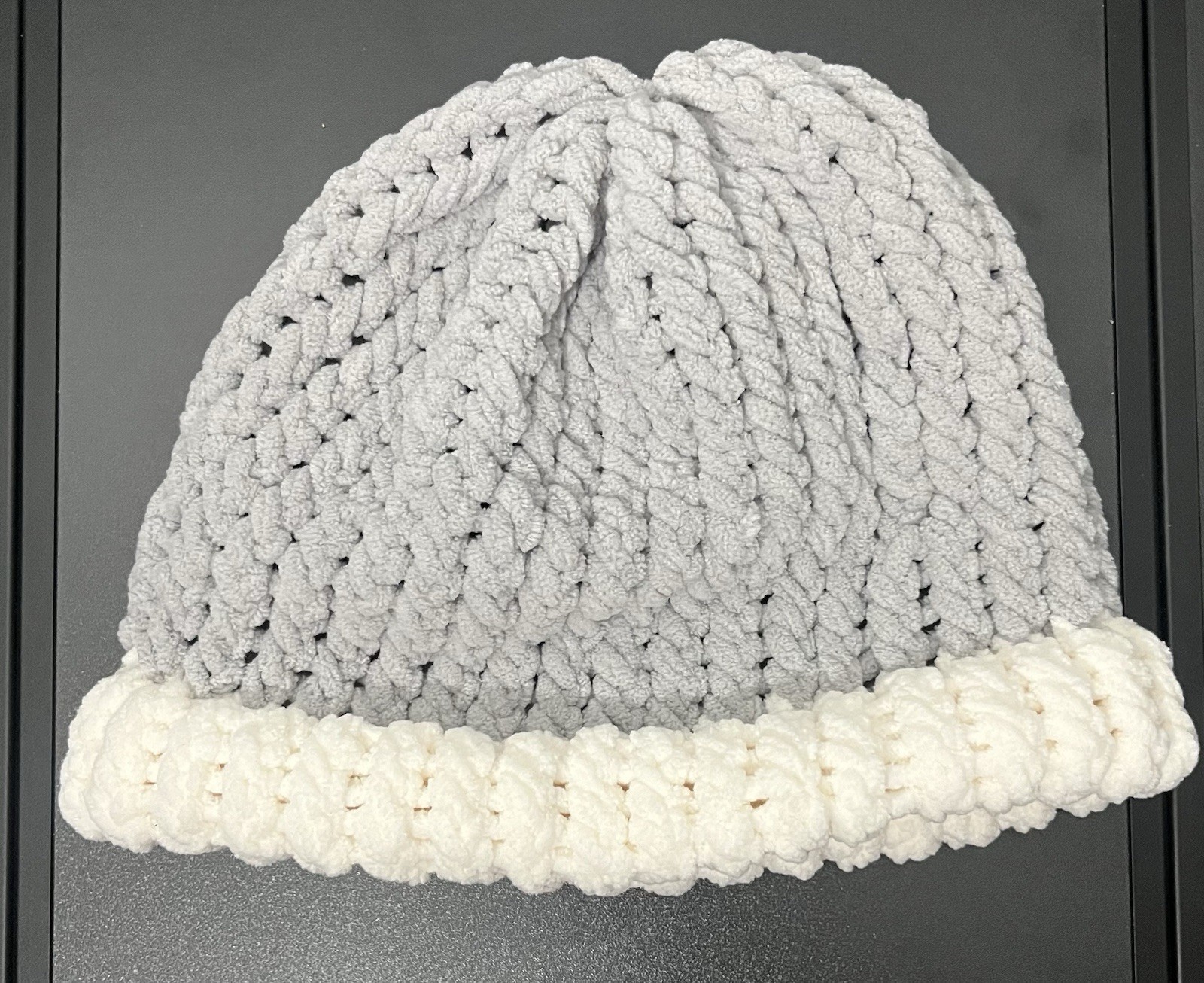 Gray White Knitted Beanie Winter Hat for Skiing Snowboarding Unisex