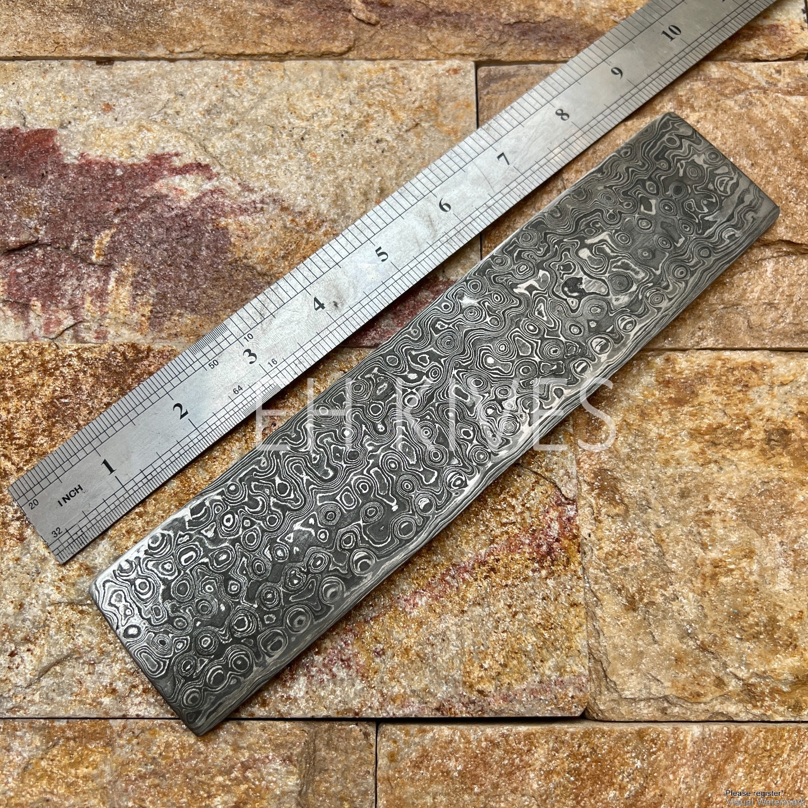 10*2''   Handmade damascus steel quality Raindrop blank billet for knifemaking