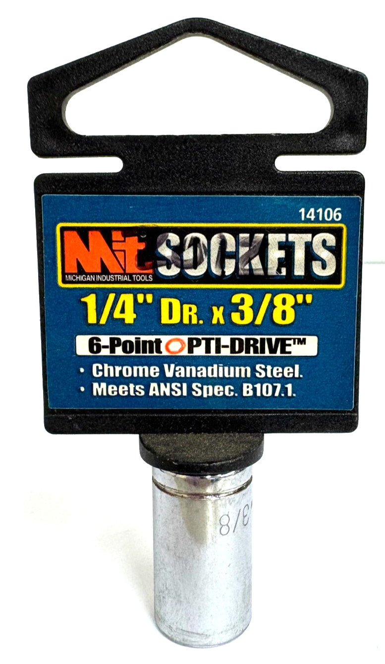 3/8 X 1/4" DRIVE 6 POINT STANDARD SHALLOW SOCKET CHROME VANADIUM STEEL MIT 14106
