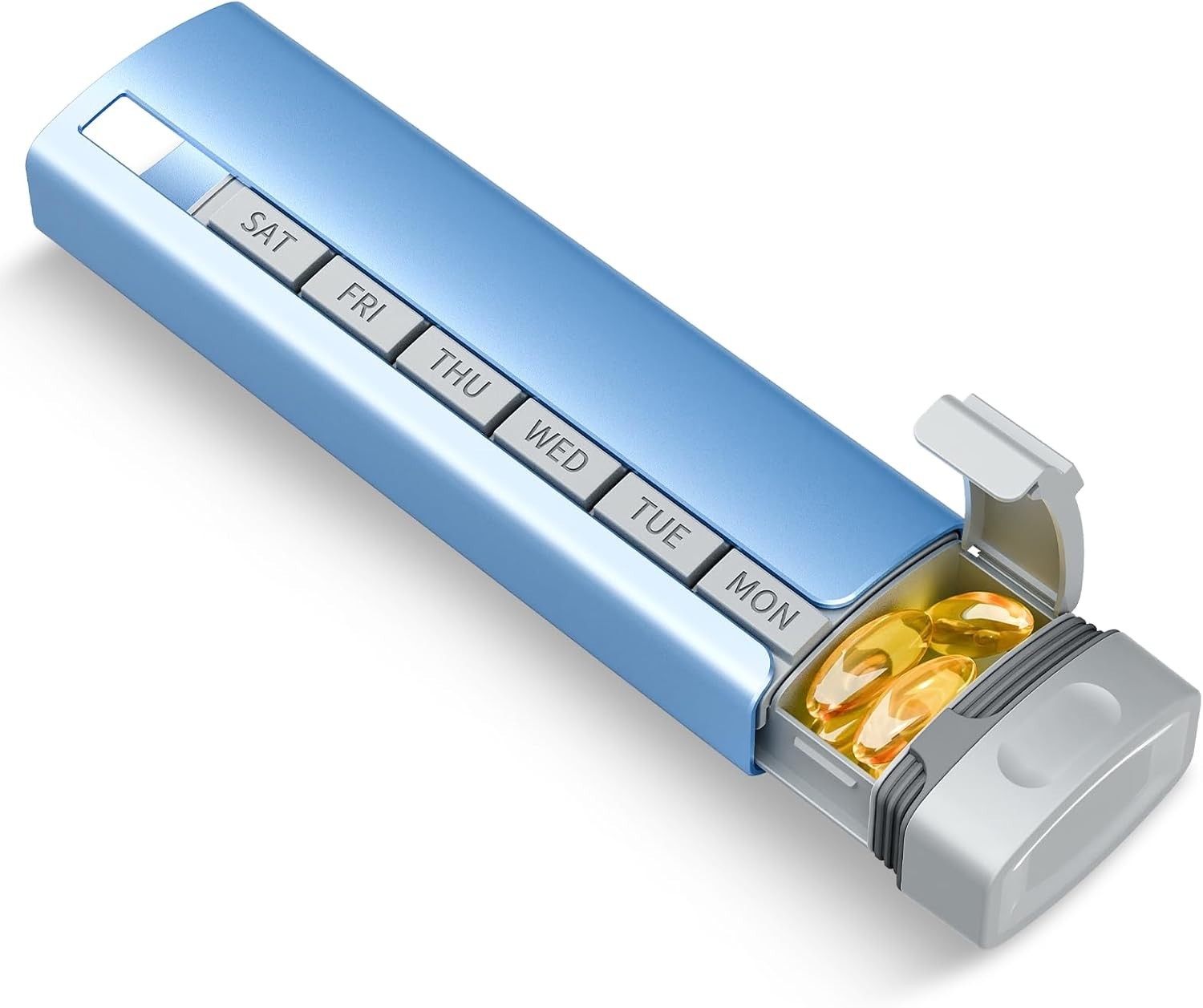 Blue Weekly Pill Box - Safe, Stylish & Lightweight for Travel Essentials