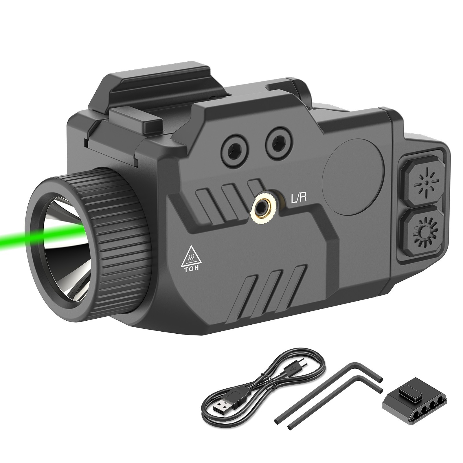 SOLOFISH 800lm Flashlight & Red/Green/Blue Laser Sight Combo Pistol Rechargeable