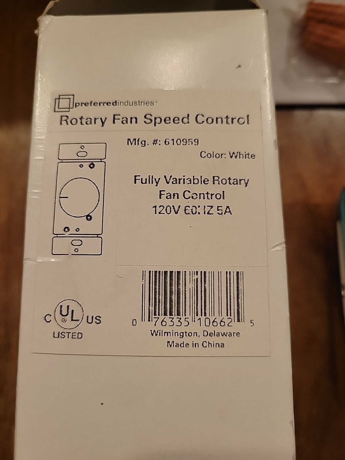Single Pole Rotary Fan Speed Control Fully Variable WHITE