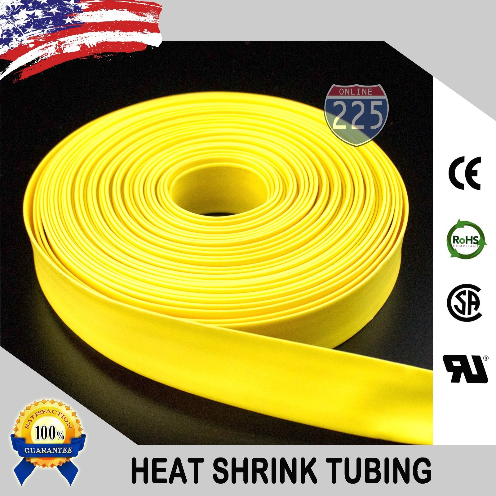 5 FT 5' Feet YELLOW 5/8" 16mm Polyolefin 2:1 Heat Shrink Tubing Tube Cable US UL
