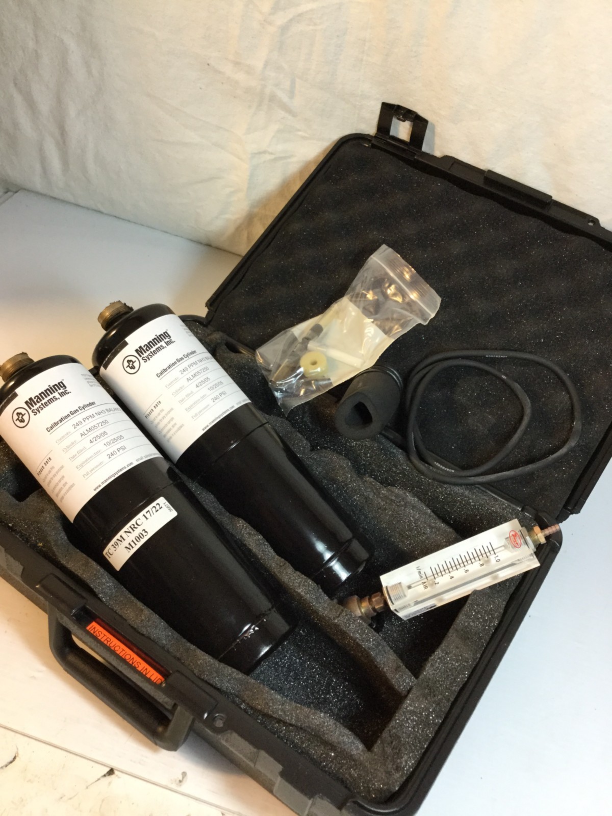 Manning Systems M1003 Calibration Gas Kit NH3 249 PPM Cylinders w/ Case