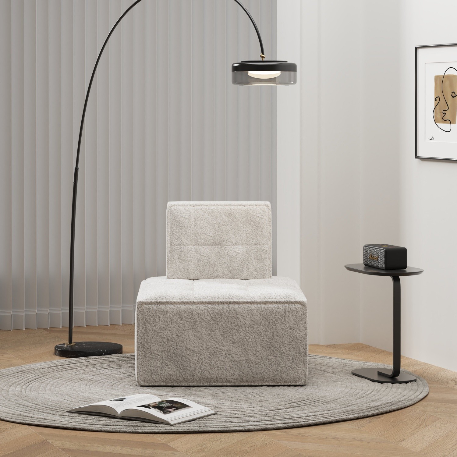 Modern Accent Chair Single Sofa Floor Sofa Armless Leisure Sofa Reading Chairs